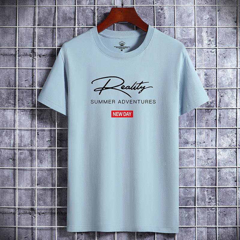 QICED Katoenen T-shirt met korte mouwen Herenmode Losse shirt met halve mouwen Bedrukt meelevend shirt XXXXXXL