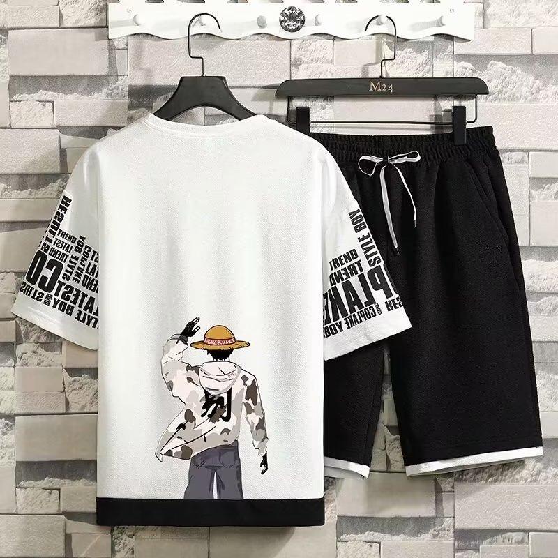 ETST WENDY 05 Zomer Casual Heren Pak Japan High Street Harajuku Top Shorts Tweedelig Set Anime Print Tee Korte Broek Herenkleding Sportpak M