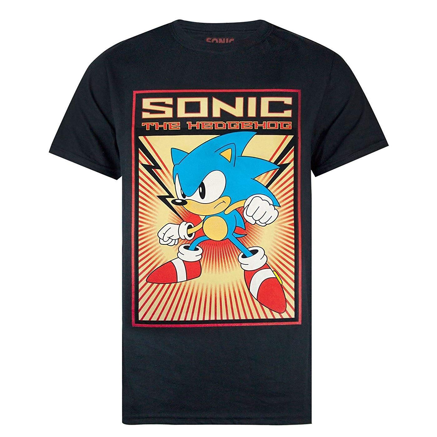 Sonic The Hedgehog Heren Propaganda Poster T-shirt L zwart