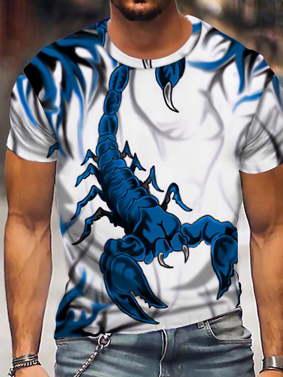 Kukebang Nieuwe mode schorpioen 3D print T-shirt zomer heren oversized T-shirt Harajuku straat hiphop tops T-shirt heren korte mouw 6XL