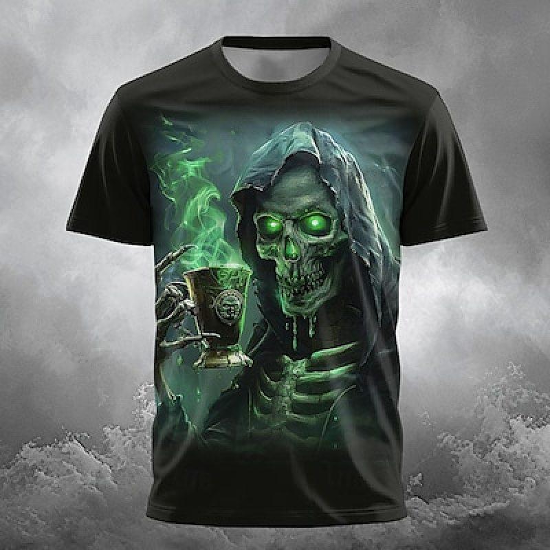 ETST 03 Schedel Oktoberfest Bier Designer Gothic Heren 3D Print T-shirt Tee Party Street Casual Korte Mouw Ronde Hals Zomerkleding 5XL