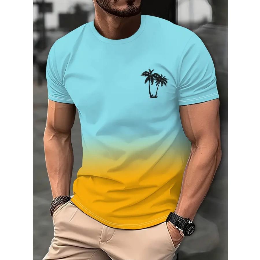 HerSight Letters Heren T-shirt 3D Geprinte T-shirts Mannelijk Eenvoudig Gradiënt Mode Trend Korte Mouw T-shirts Casual Zomerkleding 5XL