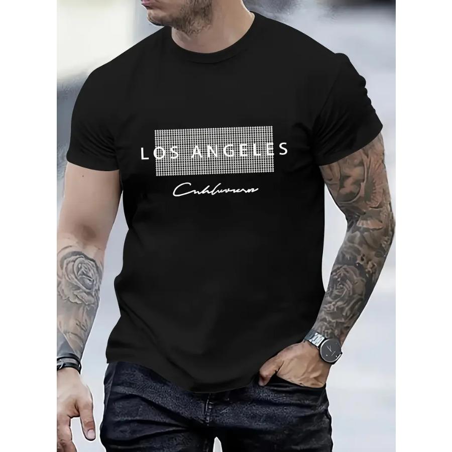 HerSight Stijlvol Los Angeles T-shirt met grafische print - Zacht, ademend, casual T-shirt met korte mouwen voor de zomer, perfect voor dagelijks gebruik door heren L