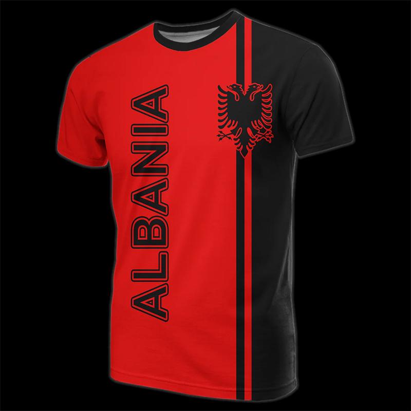 Men look 3D Clothes Albanië Vlag Grafische T-shirts Albanees Nationaal Embleem 3D Print T-shirt Voor Mannen Kleding Sport Contest Jersey Eagle Tee jongen Tops 6XL