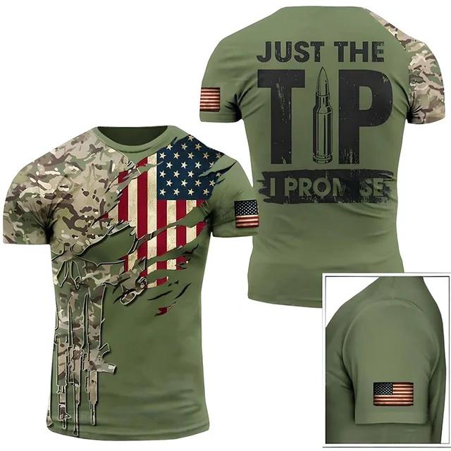 Plus Size FUGUIS USA Army US Veteran T-shirt voor herenkleding Combat Military Camouflage T-shirt 3D Skull Printed korte mouw olijf beige T-shirt XXL