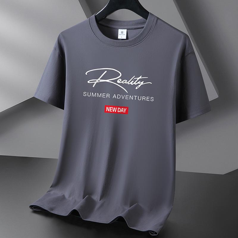 AI Supermarket Unisex Pure Katoenen Korte Mouw Trendy Casual T-shirts - Grote Maten Zomer Tops 4XL donkergrijze kleur
