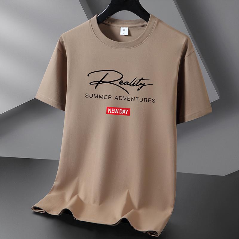 AI Supermarket Unisex Pure Katoenen Korte Mouw Trendy Casual T-shirts - Grote Maten Zomer Tops S kaki