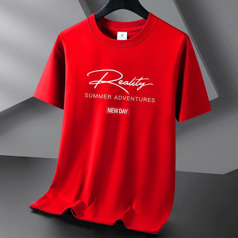 AI Supermarket Unisex Pure Katoenen Korte Mouw Trendy Casual T-shirts - Grote Maten Zomer Tops L rood