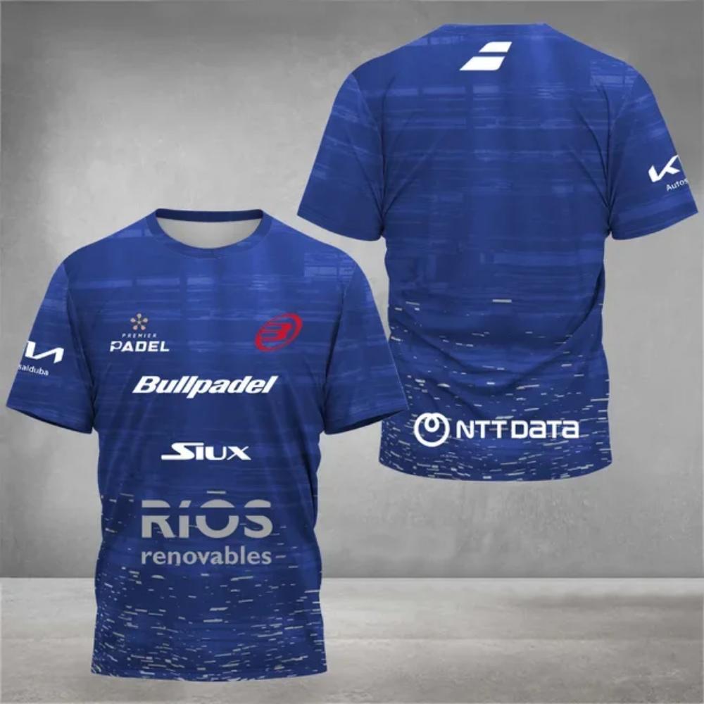 ETST35 Padel tennis fan ademend snel drogend T-shirt, heren tennis training top, 3D geprinte zomer kleding met korte mouwen, rond L