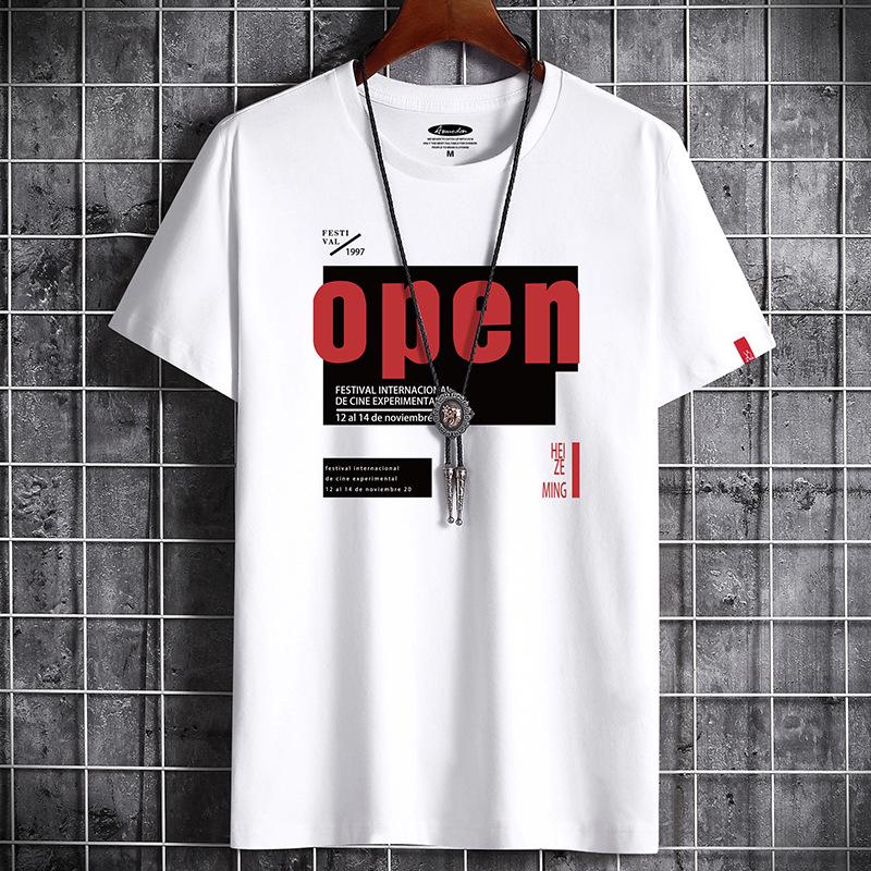 PCD16KL S-6XL 5 kleuren heren T-shirt met korte mouwen, comfortabel ronde hals, puur katoen, casual T-shirt 5XL wit