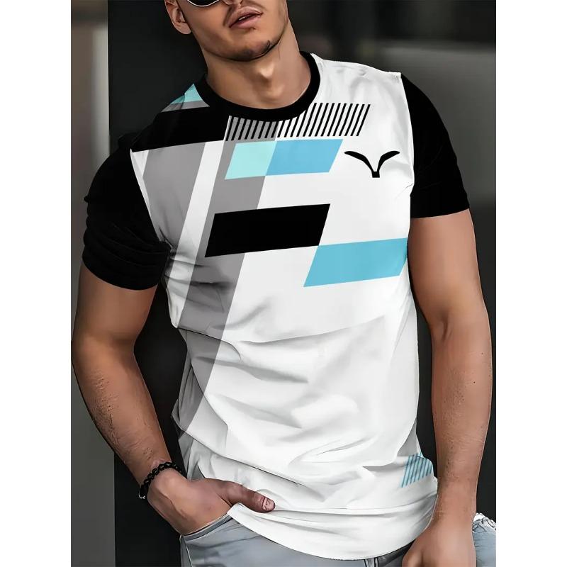 ETST 012 Zomer Klassiek Heren T-shirt Outdoor Ronde Hals Korte Mouw Top Streep Print Street Los T-shirt Mannelijk Oversized Kleding 4XL