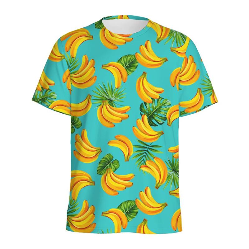 NeZa 3D Aloha Banana 3d Printed T-shirt For Men Fashion Casual Short Sleeve Tops Summer Fruits Graphic Tees Kids Y2k Cartoon T Shirts 6XL