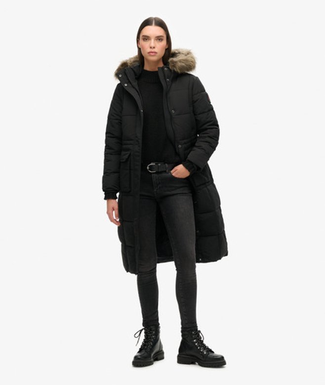 Superdry Lange Everest Pufferjas Zwart