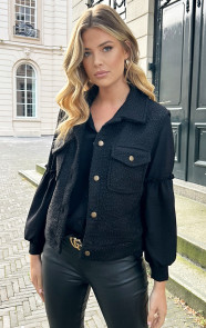 The Musthaves Boucle Gilet Met Knopen Zwart