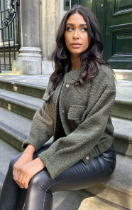 The Musthaves Bouclé Bomber Jacket Army
