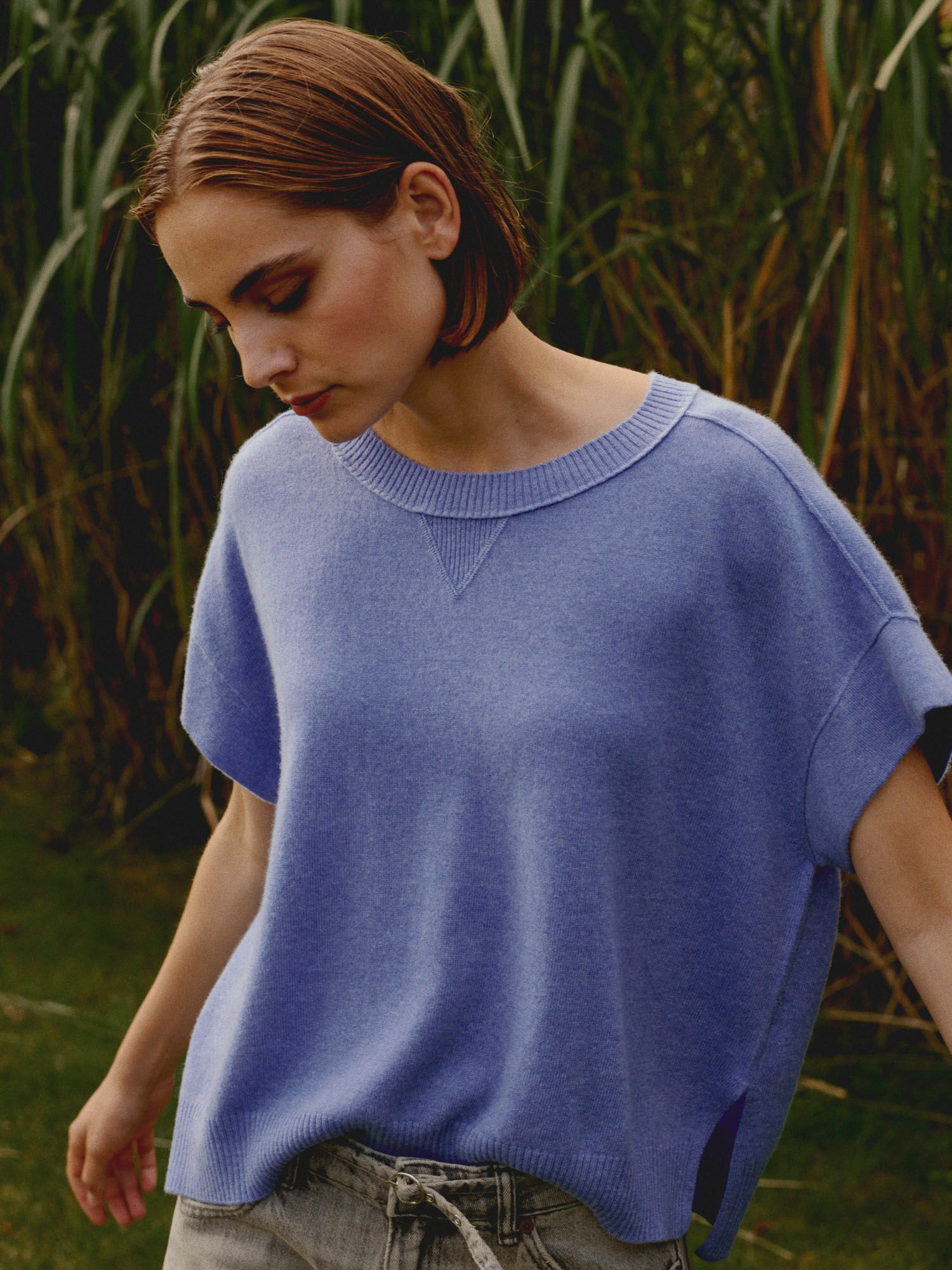 REPEAT cashmere Lichte cashmere poncho-trui