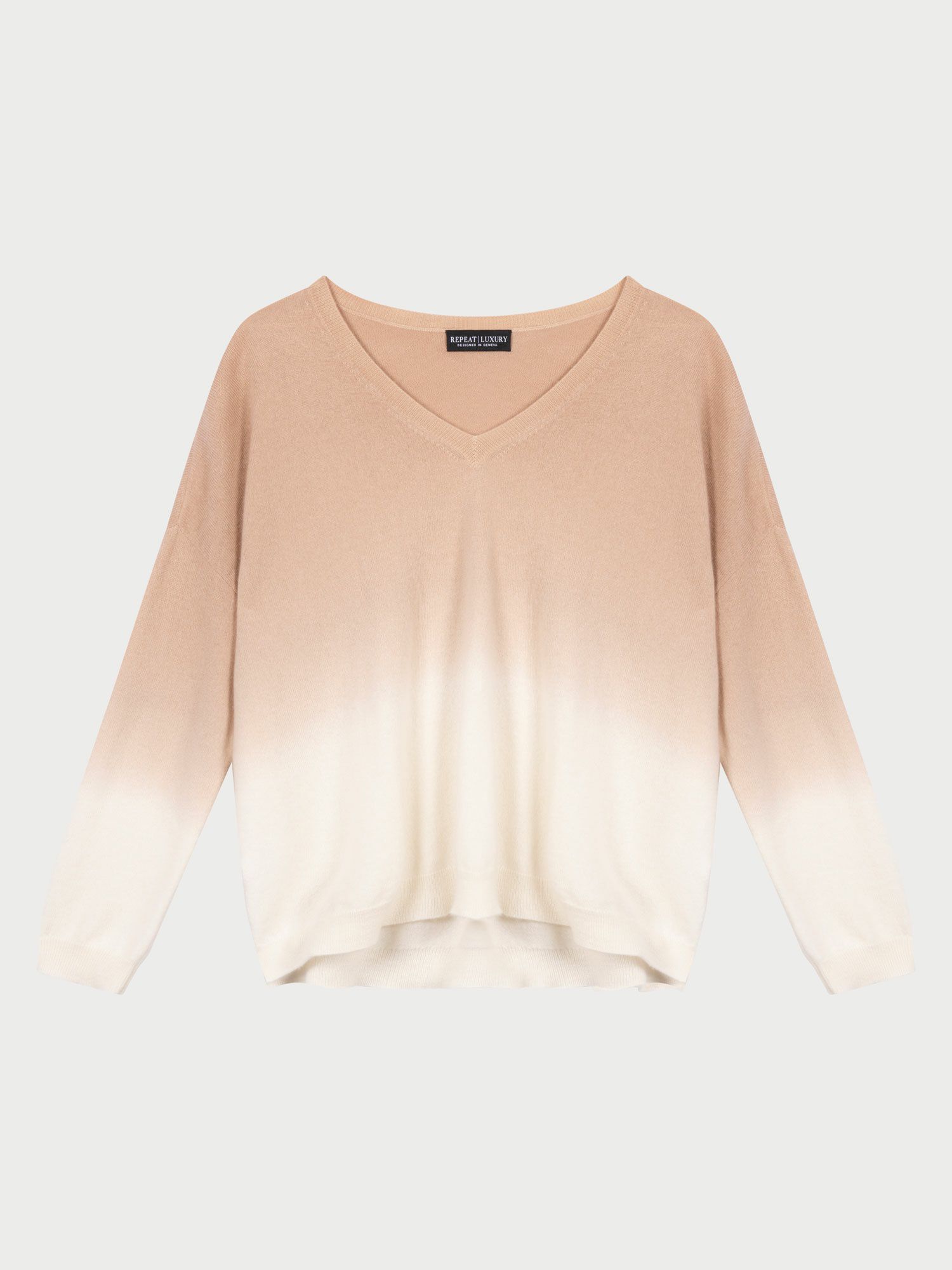REPEAT cashmere Dip-dye cashmere trui met V-hals
