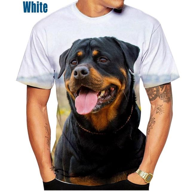 Mimanss Nieuwe mode schattige huisdier hond rottweiler 3D-print T-shirt mannen en vrouwen zomer casual korte mouwen grappig T-shirt Xs ~5xl M wit