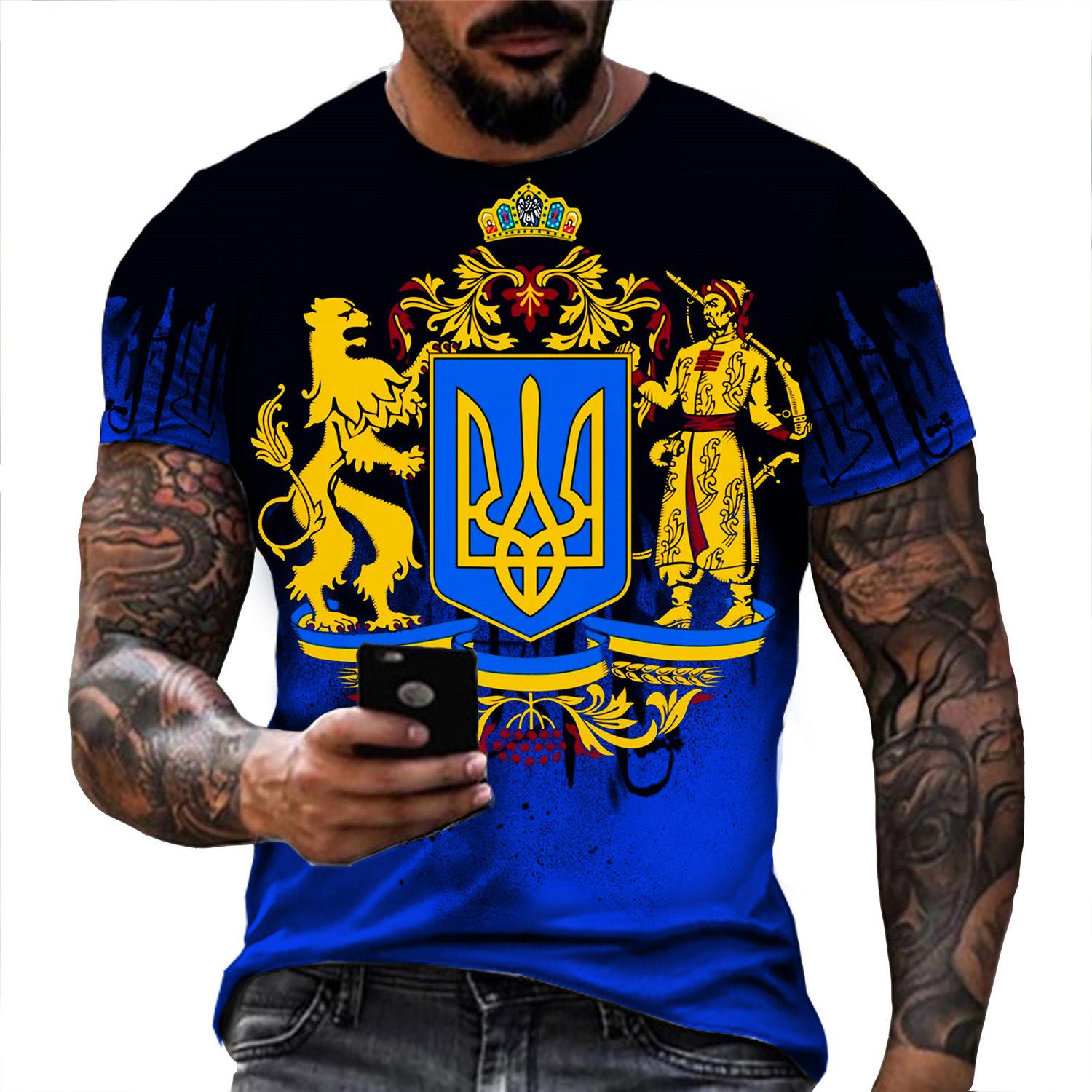 Xuhaijian02 Oekraïense T-shirts Heren 3D Vintage Print Vlag Korte Mouw Harajuku Top Oversized Shirts voor Herenkleding 5XL