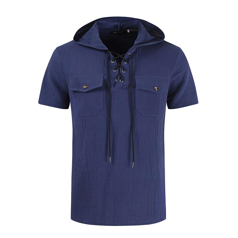 Dress1 Heren T-shirt Casual Hoodies met capuchon Korte mouw Losse Heren Zomer Strandshirts L