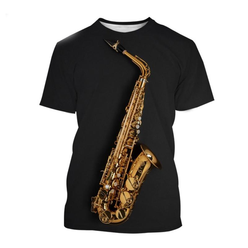 ETST WENDY 05 Muziekinstrument Saxofoon T-shirt Zomer heren Casual Muziek Kunst Korte Mouw Tee Hip Hop Persoonlijkheid harajuku Print Tops XL