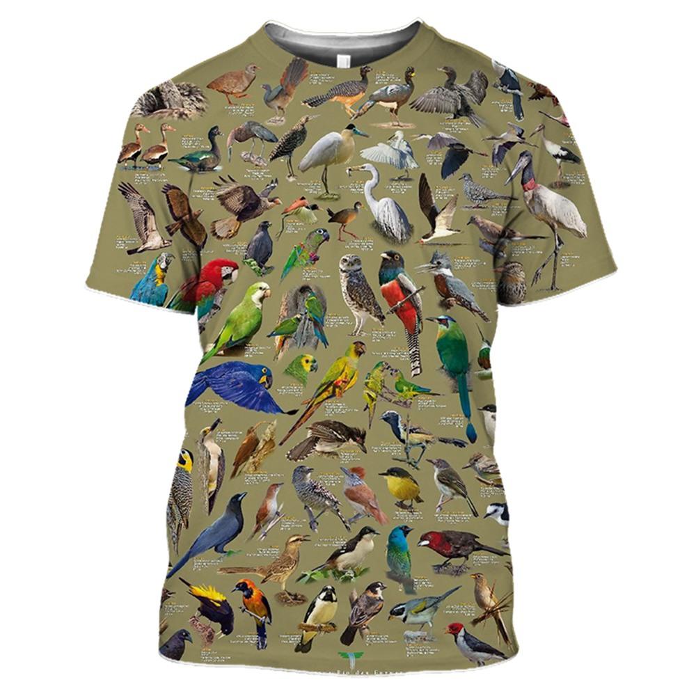 Xin nan zhuang Zomer Mode Allerlei Vogels T-shirt voor Mannen Leuke Trend Persoonlijkheid Gedrukt Ronde Hals Tees Hip Hop Harajuku streetwear Top L