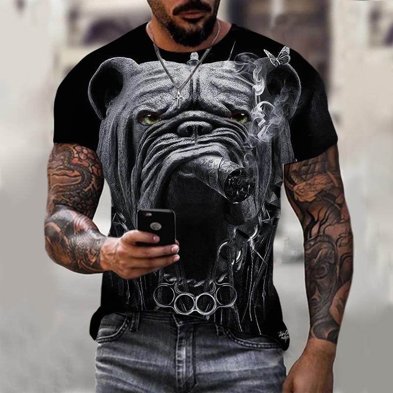 ETST 03 Hond Grafische T-shirt Voor Mannen 3d Printing Tees Woeste Dier Camisetas Patroon Korte Mouw Tops Zomer Casual Herenkleding XL