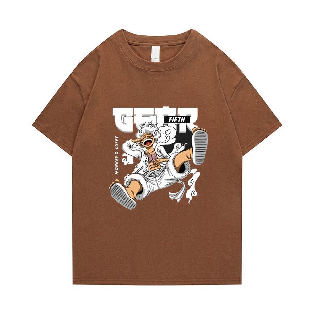 Nihao Japanse Anime T-shirt Luffy gear 5Pure Zomer Katoen Oversized heren T-shirt Street Fashion Unisex T-shirt M