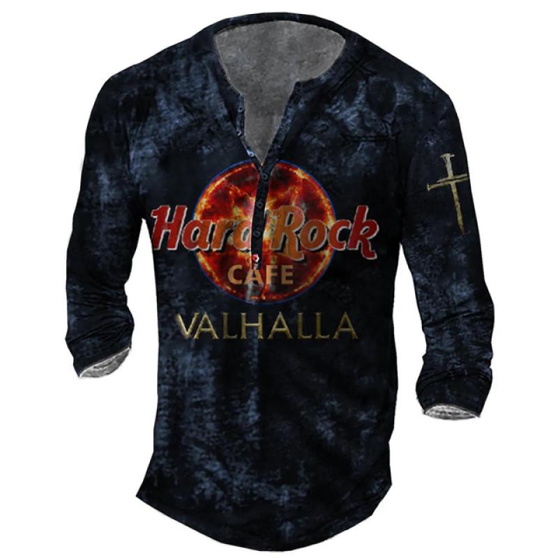 TIP723 Vintage Imitatie Katoen Hard Rock T-shirt 3d Biker Lange Mouw T-shirt Oversized Motorfiets Tops T-shirt Man Punk streetwear 6XL