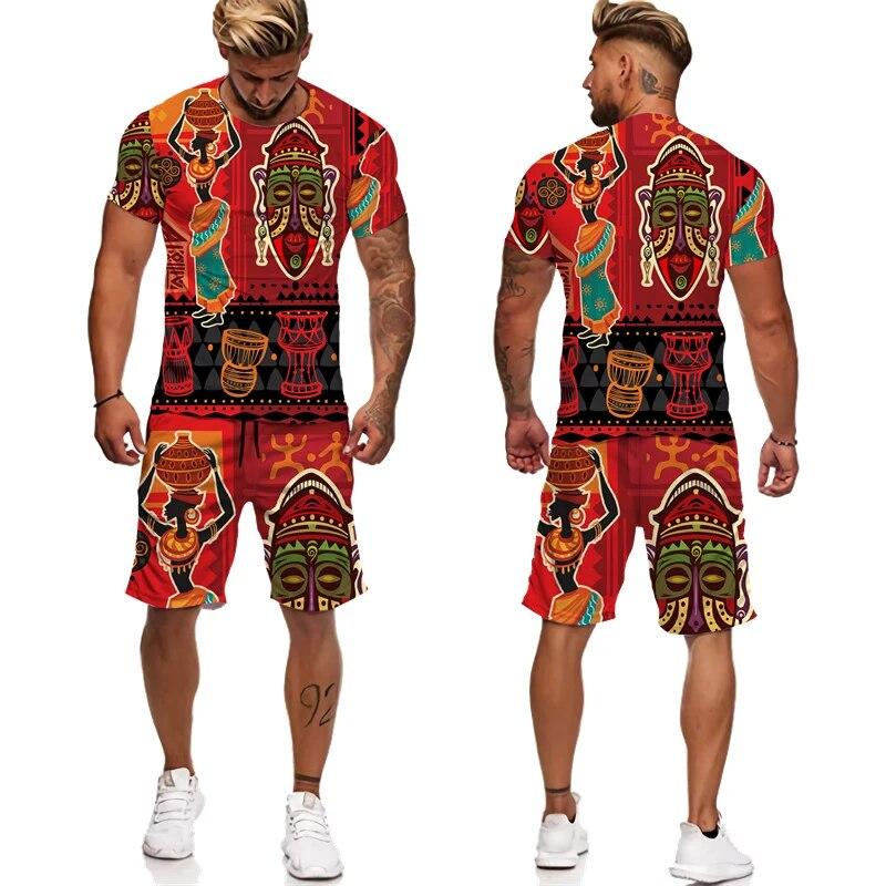 ETST WENDY 05 3D Afrikaans bedrukte T-shirts shorts etnische stijl mode hiphop straatkleding sportkleding sets voor mannen en vrouwen M