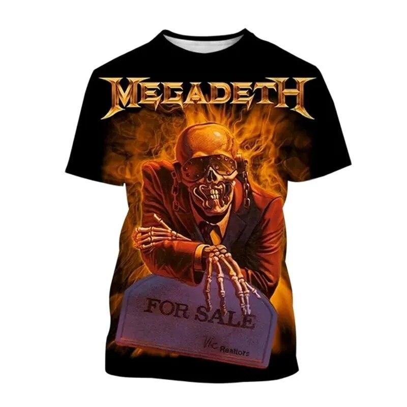 ETST 03 3D Mode Megadeth Afdrukken T-shirt Zomer Mannen Dames Populaire T-shirts Hip Hop Stijl Korte Mouwen Trui Jongens Vintage tops XL
