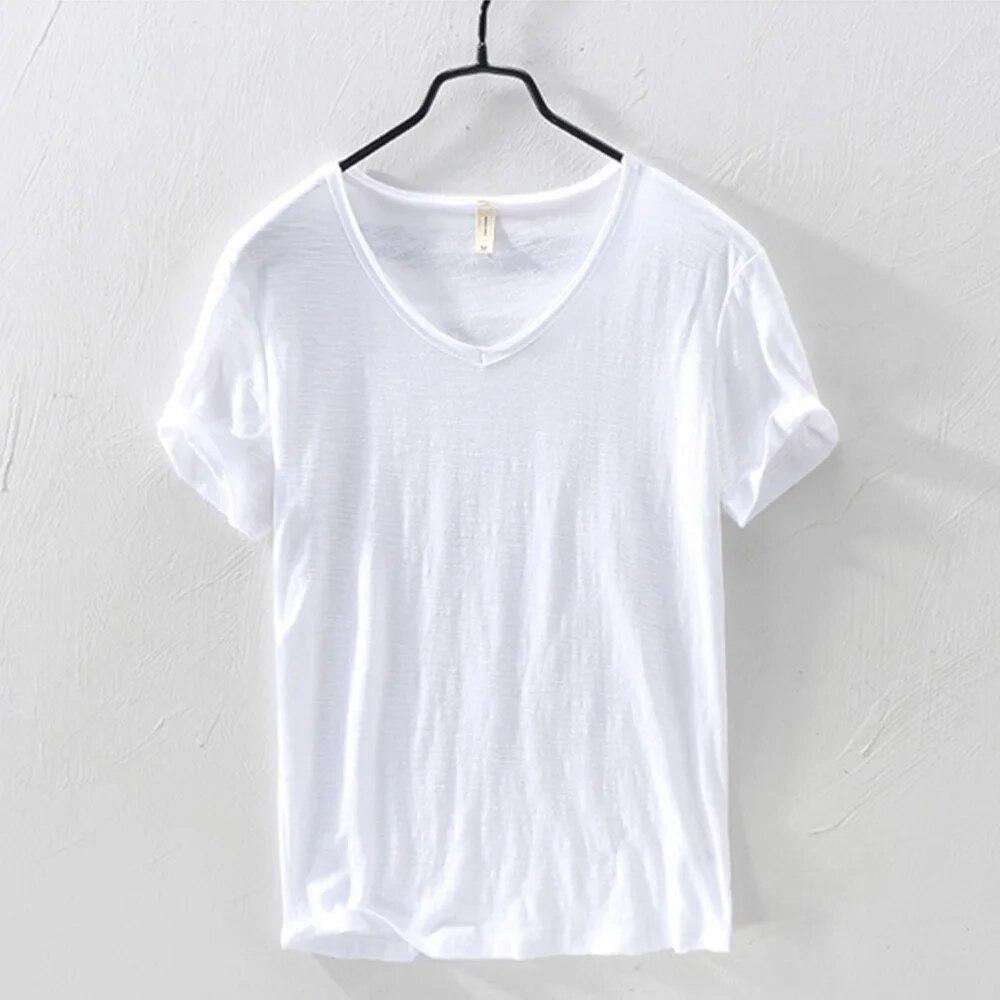 KING BILLION Nieuwe Slim Fit Slub Katoen Pure Kleur V Kraag Korte Mouwen Tops Tees Mannen T-shirt Multi-color Man T-shirts Fitness EU XL 77-85kg