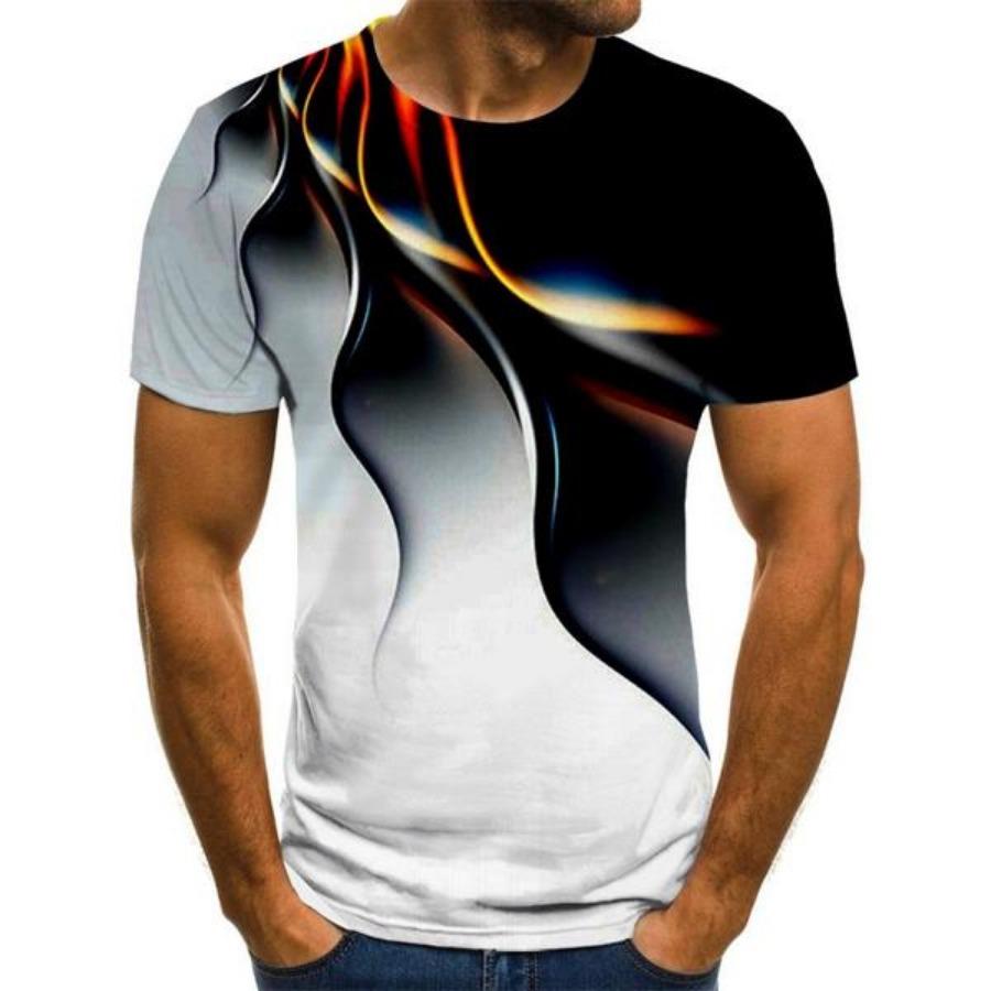 No. 11 Fashion Lente Zomer Tops Mannen Plus Size Kleding 3D Print T-shirt Flash Patroon Tees O Hals Korte Mouw Top Ademende Man Shirts XXL