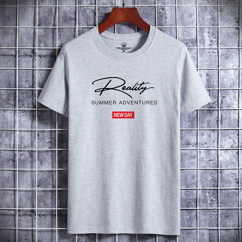 QICED Katoenen T-shirt met korte mouwen Herenmode Losse shirt met halve mouwen Bedrukt meelevend shirt XXL