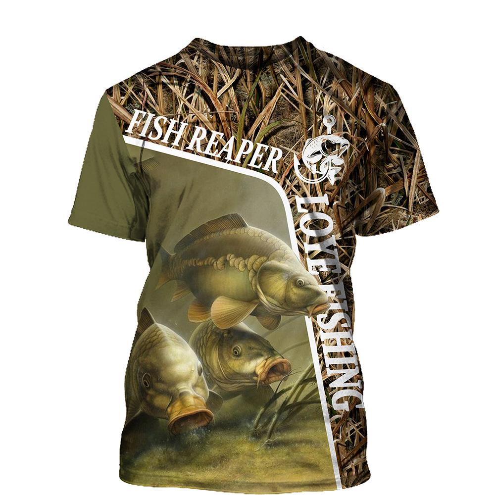 Subilier Zomervissen 3D Over Bedrukte Kleding Cool Heren Vis T-shirt XXL lichtbruin