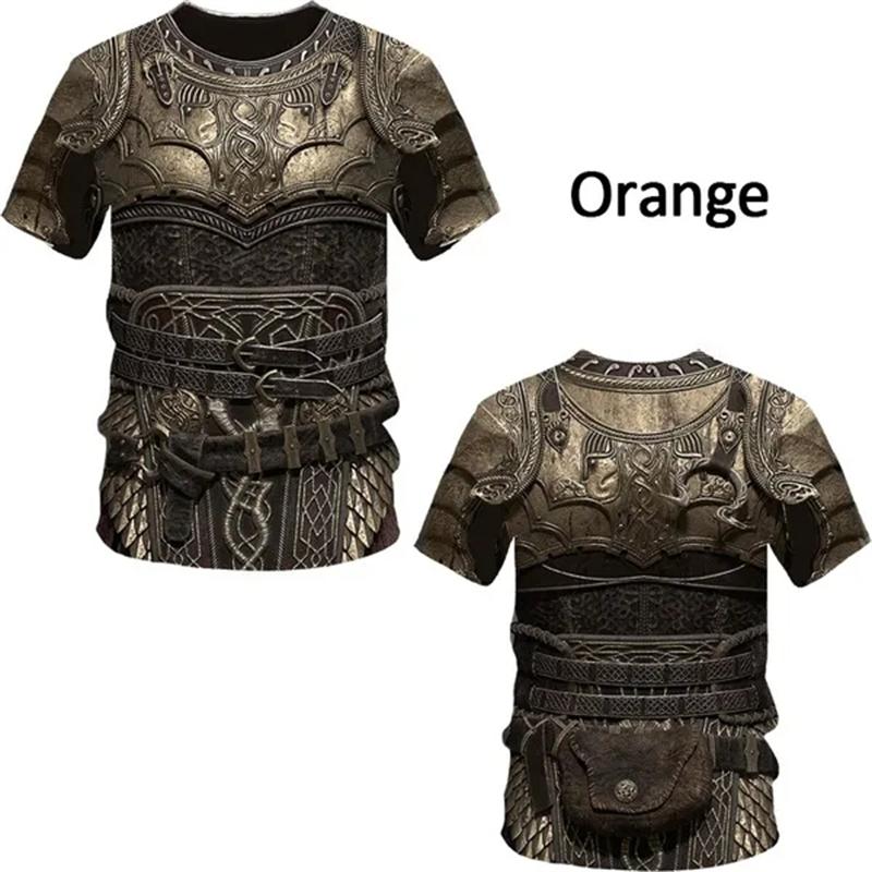 Xuhaijian02 Middeleeuws pantser 3D-print T-shirt voor heren Casual grappig ronde hals T-shirt met korte mouwen Kostuums Ademend Comfortabel Top Tees 5XL