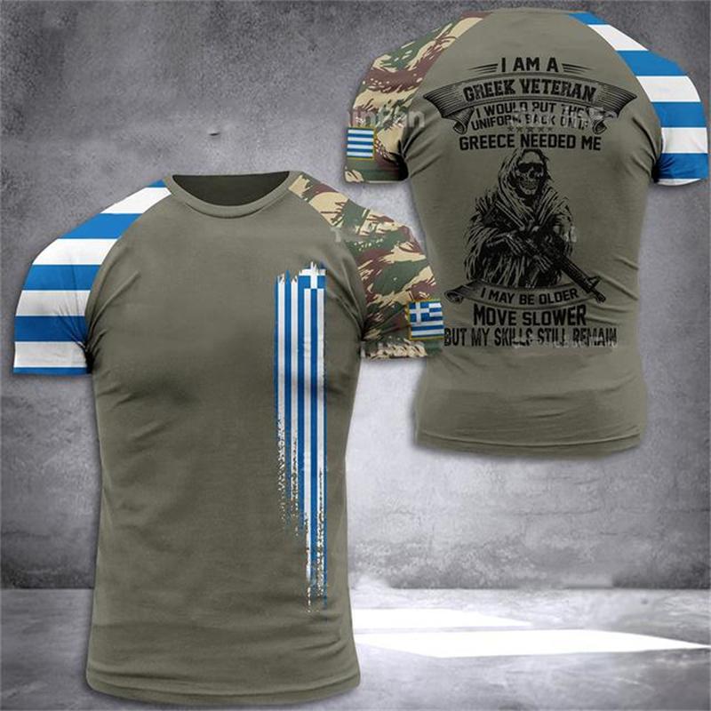 ETST WENDY 005 Hellas Totem Griekenland Embleem Grafisch T-shirt voor Herenkleding 3D Print Griekse Nationale Vlag T-shirt Mode Streetwear Tops T-shirts 2XL
