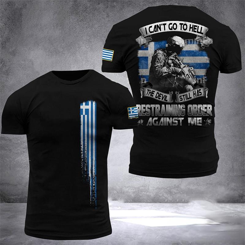 ETST WENDY 005 Hellas Totem Griekenland Embleem Grafisch T-shirt voor Herenkleding 3D Print Griekse Nationale Vlag T-shirt Mode Streetwear Tops T-shirts 2XL