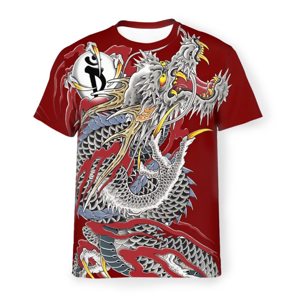 ETST 03 Dragon Tattoo Polyester T-shirts Yakuza Mannelijke Grafische Tops Dunne T-shirt O-hals XL