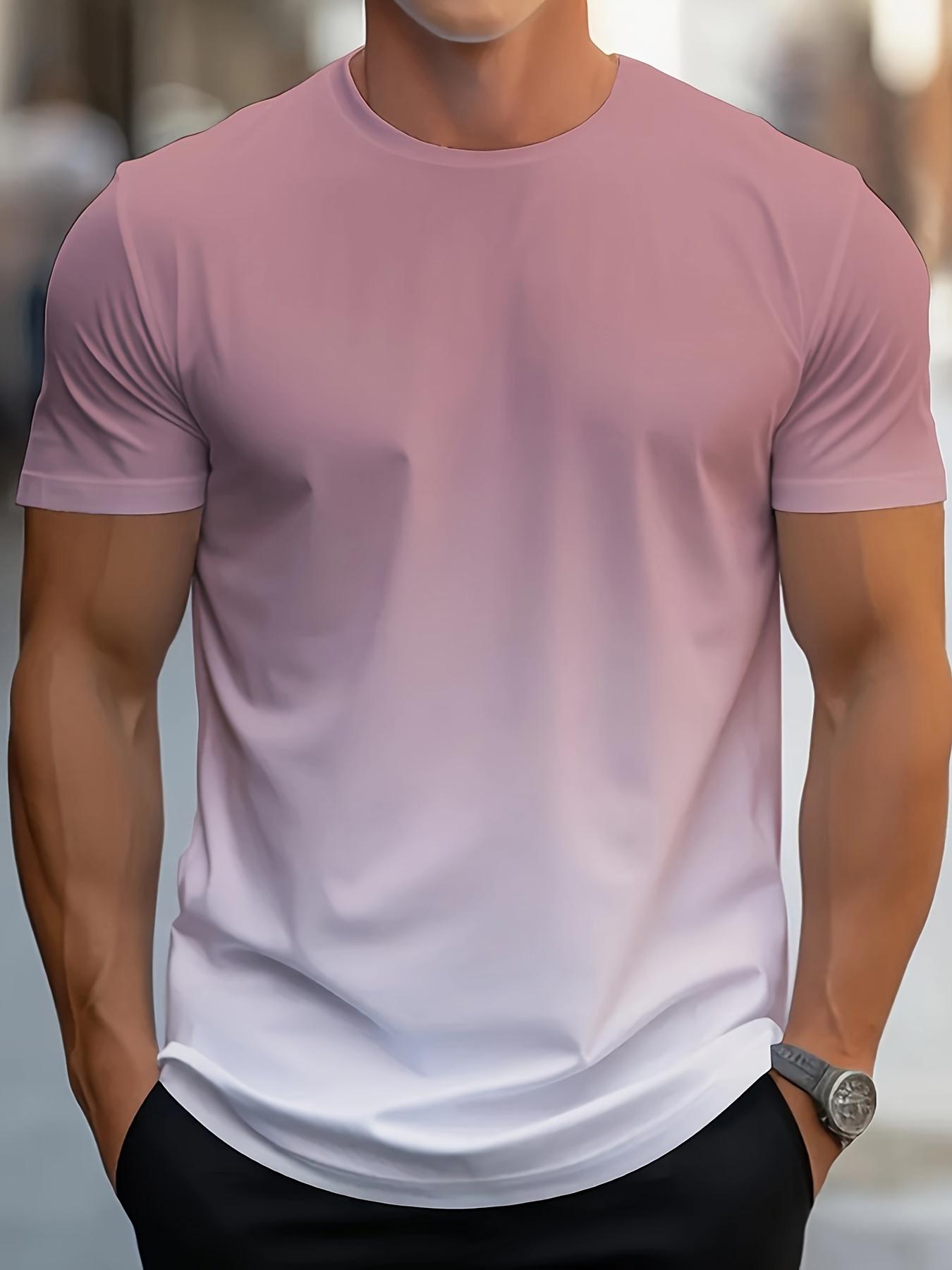New trendy clothing Heren T-shirt met kleurverloop en 3D-print, casual ademend O-hals, korte mouwen, voor buitenactiviteiten, zomertops 3XL
