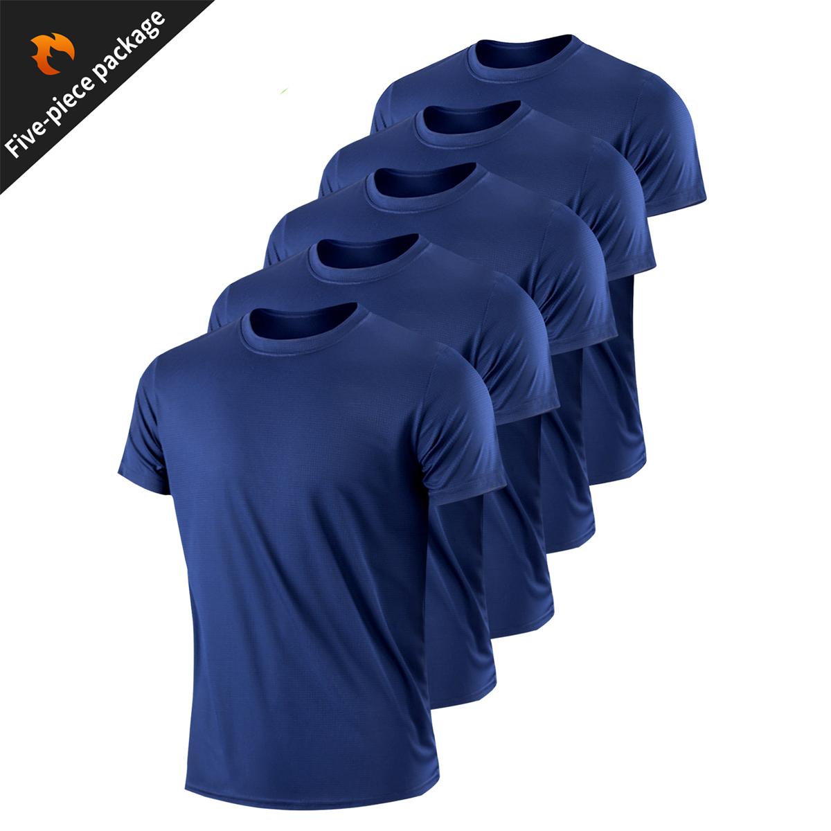 Sports-Sunzel 5 stuks/set heren casual ademende snel drogende korte mouwen sport T-shirts L