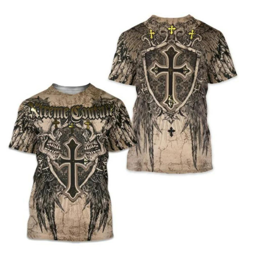 ETST42 Archaïsch Door Affliction Colisson Heren T-shirt Vintage 3D Grafische Print T-shirt Korte Mouw Tee Streetwear Oversized Kleding Top XL