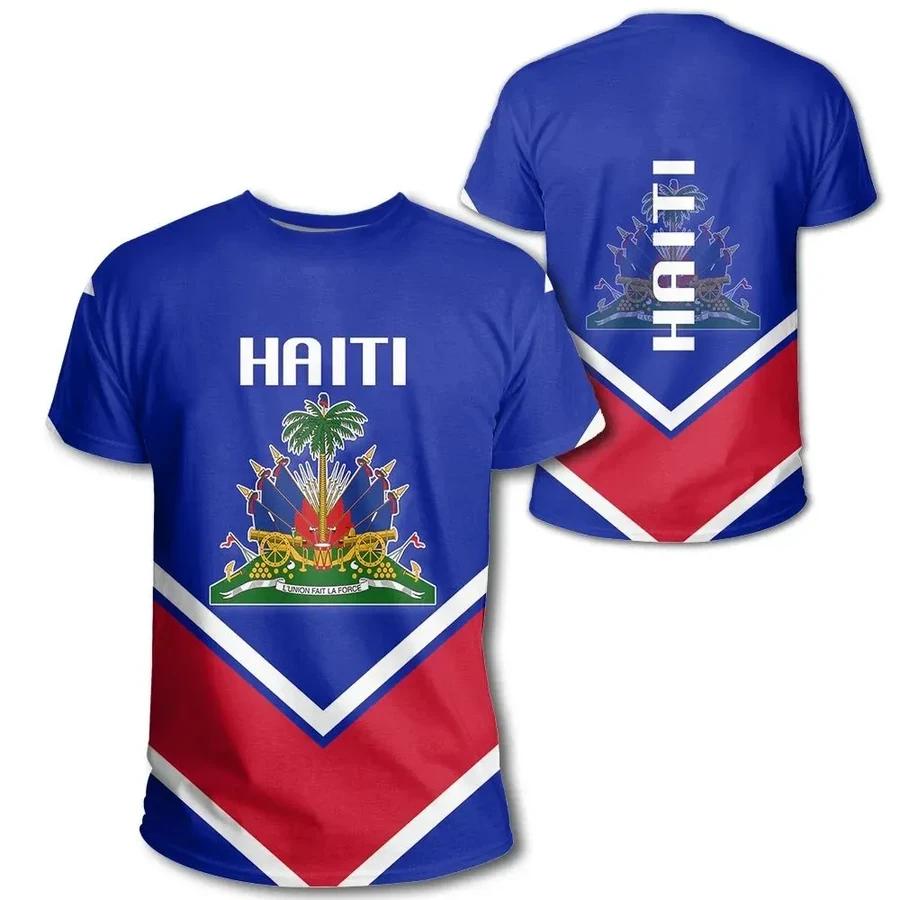 ETST 012 Oversized T-shirt Land Embleem Vlag Caribische Zee Haïti Eiland Retro Streetwear 3Dprint Grappig Casual Korte Mouw Mannen/Vrouwen 4XL