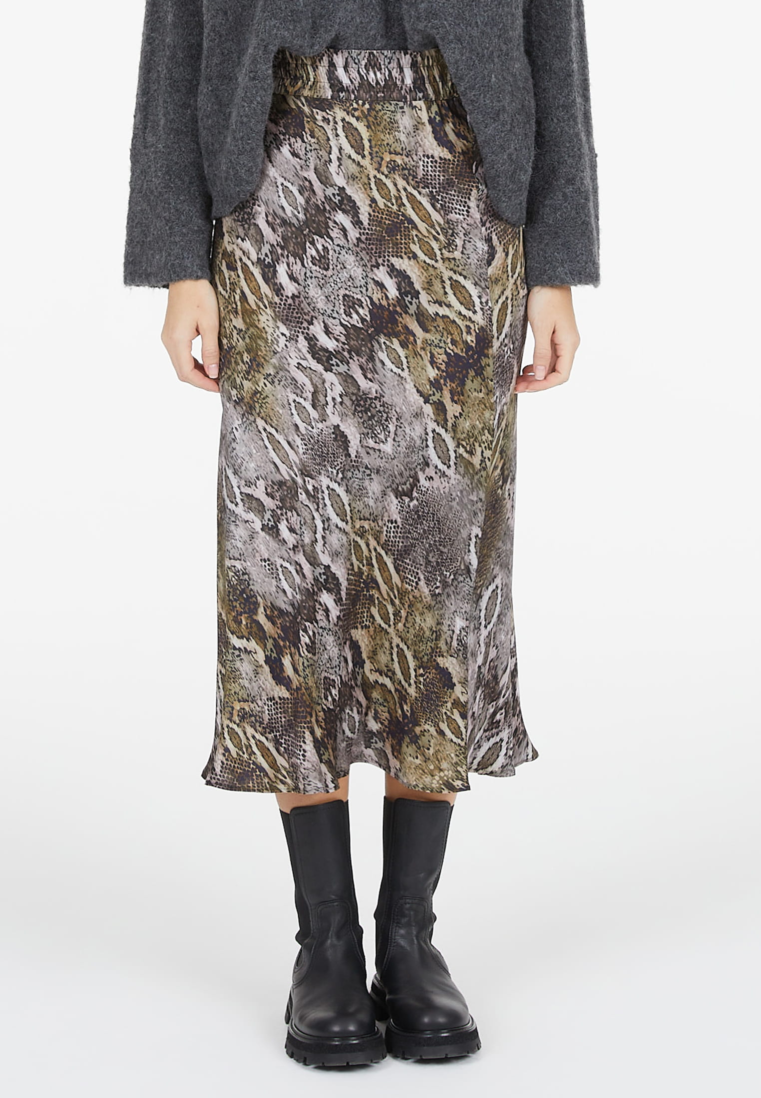 MARC AUREL Midi Rock mit Snake Print