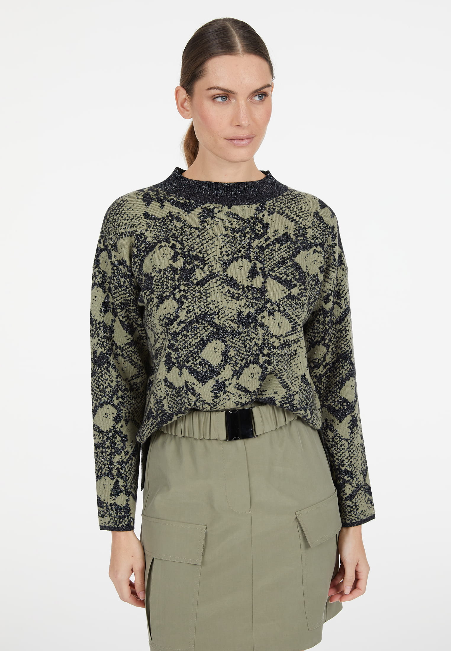 MARC AUREL Pullover mit Lurex Snake-Jacquard