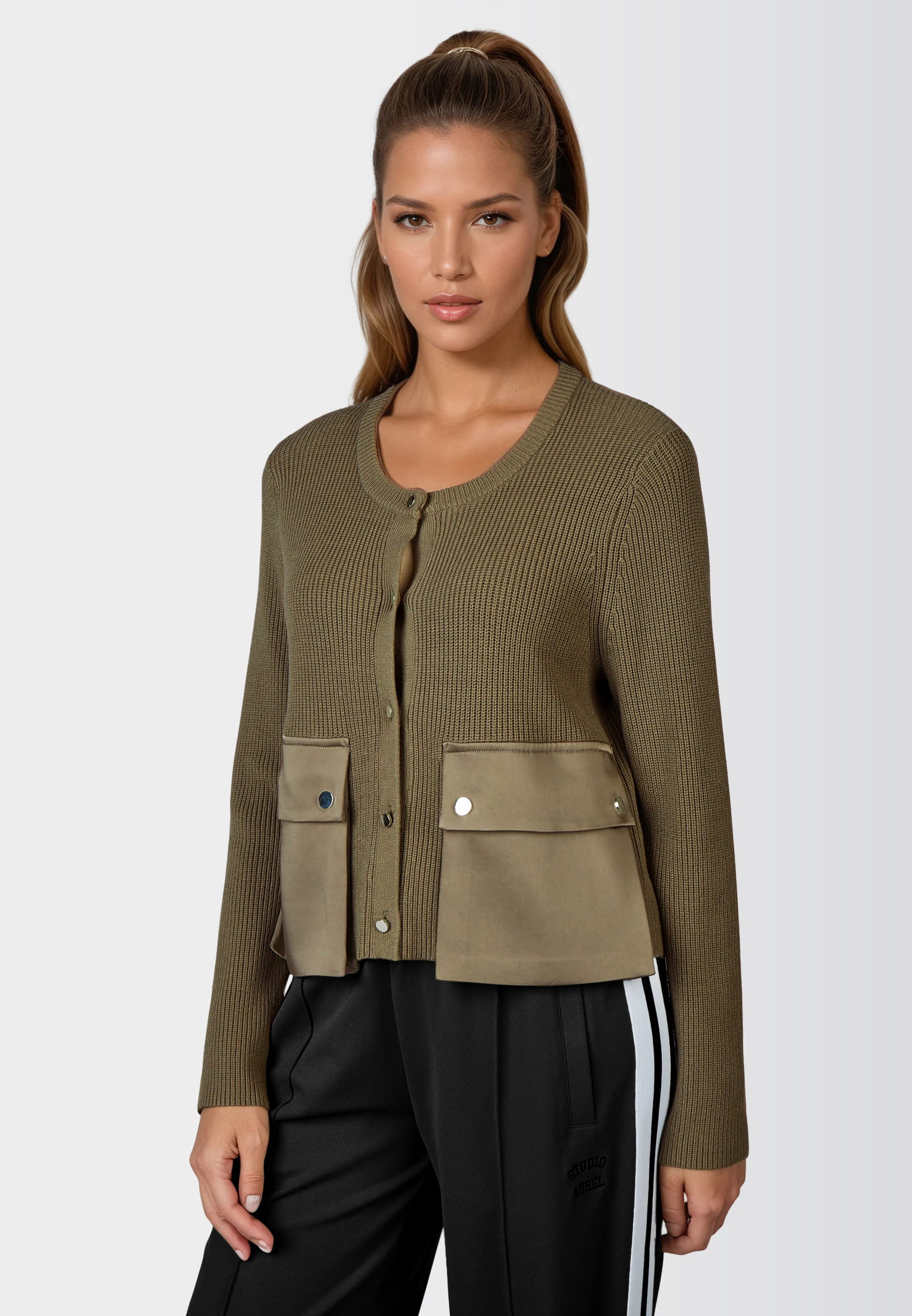MARC AUREL Strickjacke mit Satin-Taschen