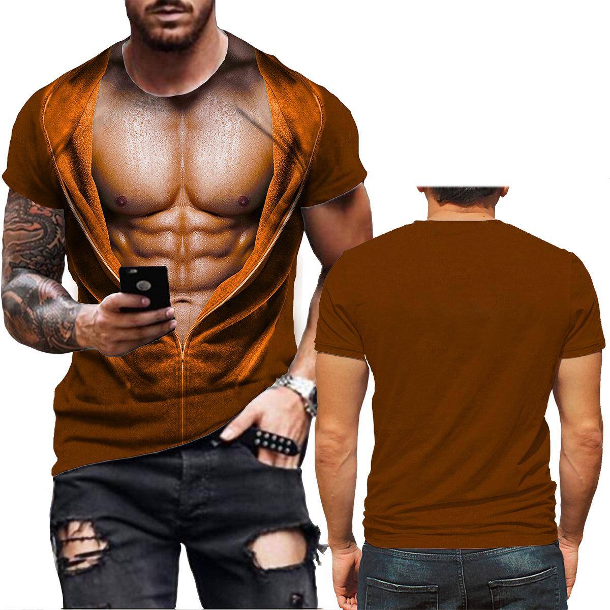 ETST WENDY 005 Zomer Nieuw 3D Print T-shirt voor Heren Grappig Spier T-shirt Harajuku Nep Sweatshirts Casual Losse Kleding Vintage Korte Mouw T-shirt 3XL