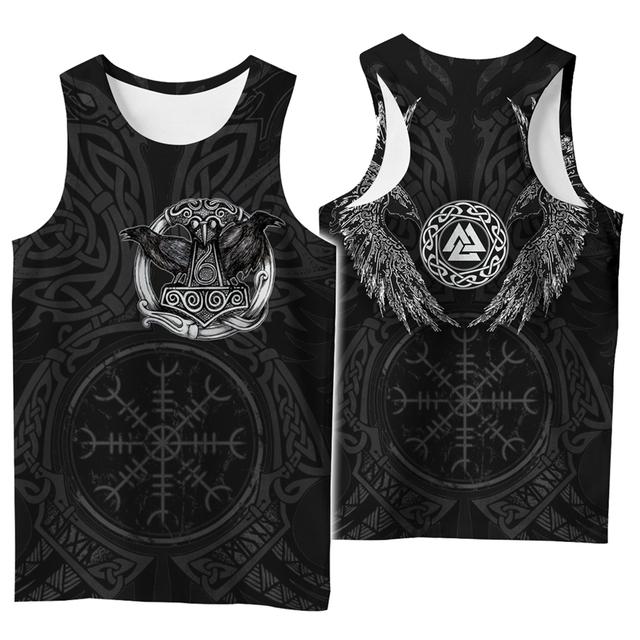 Factory Outlet Clothing Viking symbool odin Tattoo 3D Gedrukt mannen shirt vest Harajuku Mode Mouwloos T-shirt zomer streetwear Unisex tank tops XXXXXL