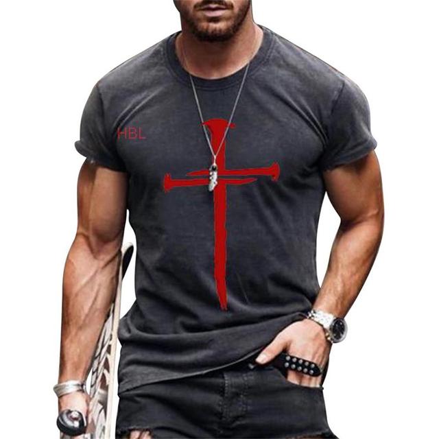 Xin nan zhuang Muscle Streetwear heren T-shirt Amerikaanse vlag print T-shirt zomer ronde hals cool oversize 3D-print T-shirt M