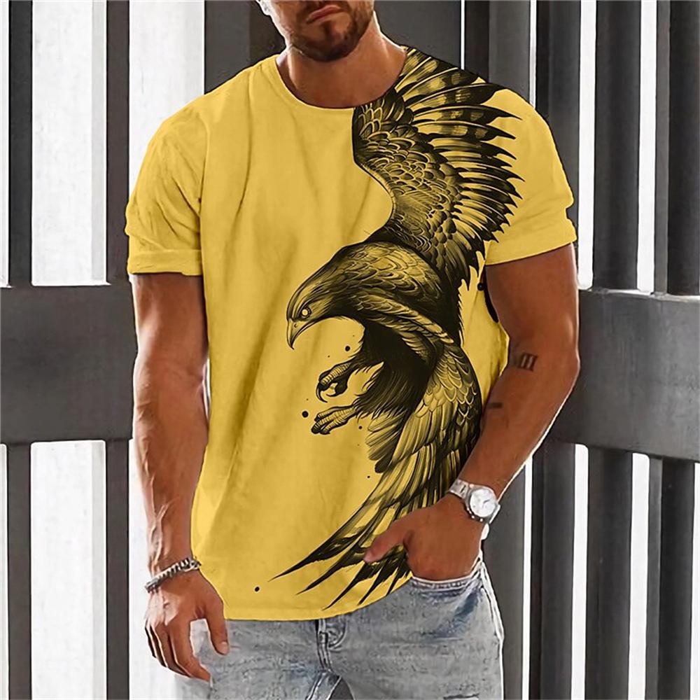 ETST 07 2023 Zomer T-shirt Mannen Animal Eagle Print Mode Korte Mouw Top Micro Elastische Sport Fitness T-shirt Oversized T-shirt mannen 6XL